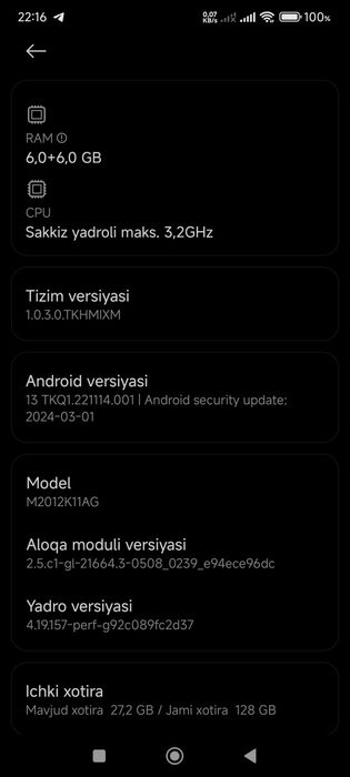 Poco f3 6/128 ideal holatda