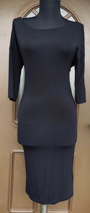 GUESS Superba Rochie Bodycon Drapaje Conica Maneci 3/4 Negru Original
