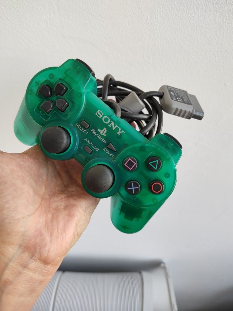 Controller original Playstation PS1 PS2 green gamepad maneta