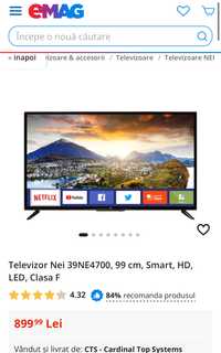 MDM vinde: Televizor LED Nei 39NE4700, 99cm, Smart.