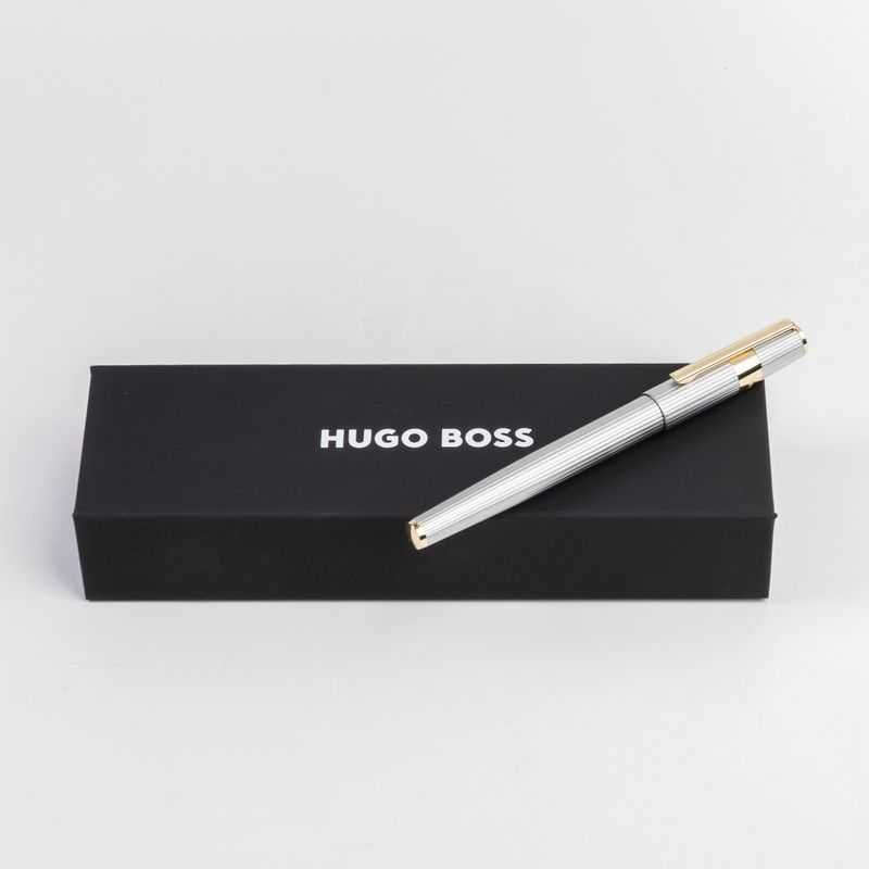 писалка HUGO BOSS Gear метал сребро и злато с модернизирани ивици