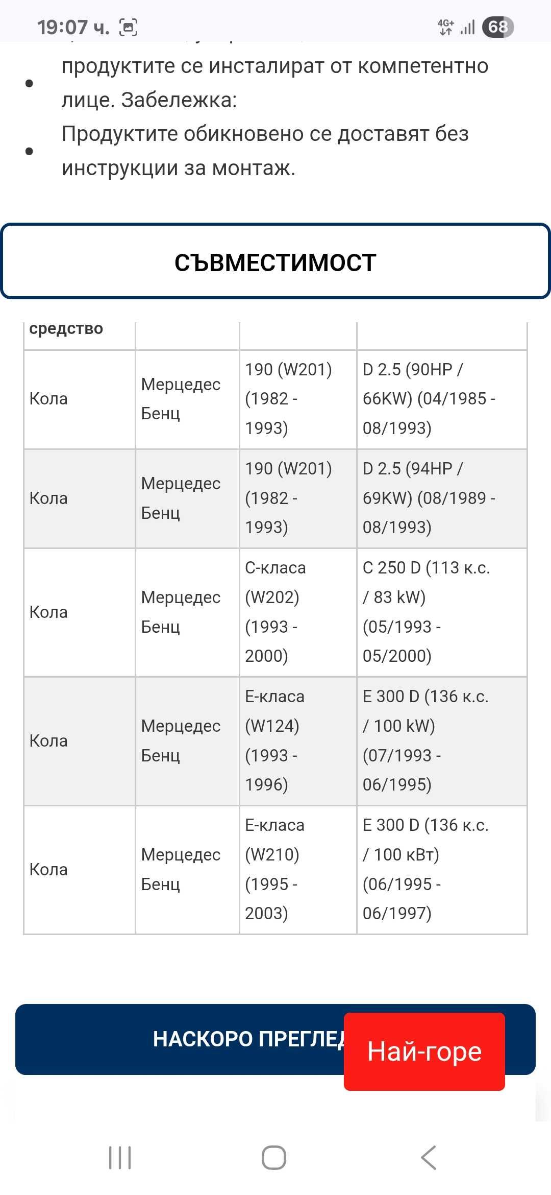 Перка за охлаждане на двигателя за Мерцедес