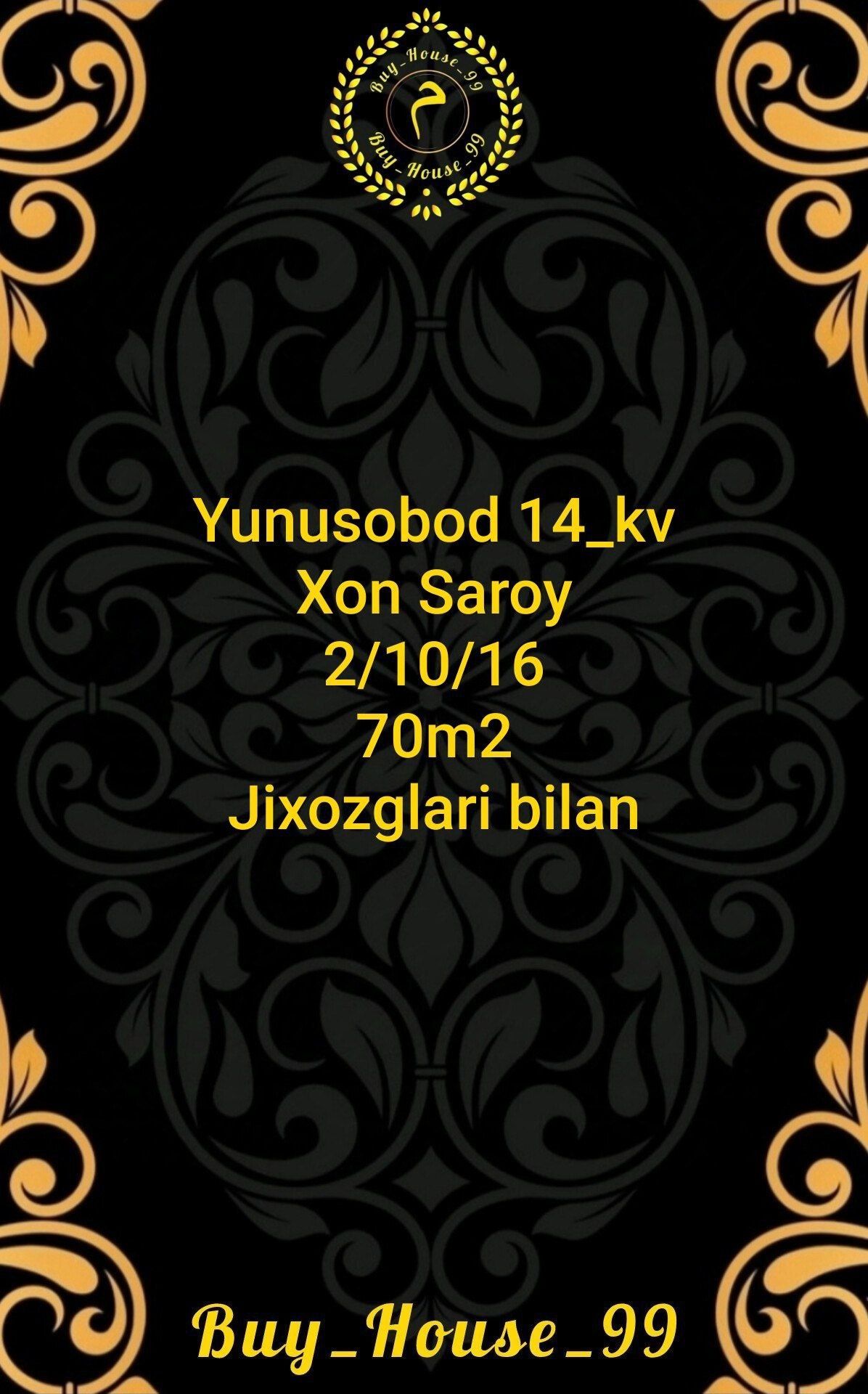Срочно продается Юнусабад 14 КВ 2/10/16 70м² #W91