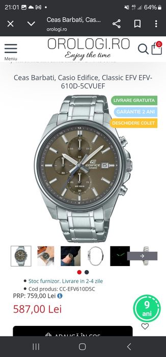 Ceas Barbati, Casio Edifice, Classic EFV EFV-610D-5CVUEF