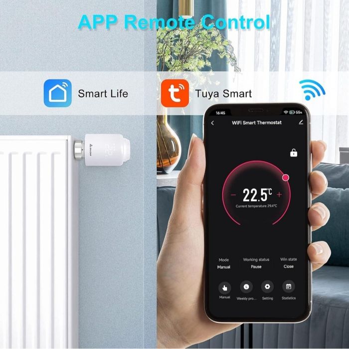 Cap termostatic inteligent pentru calorifer SALCAR TRV603, Wifi