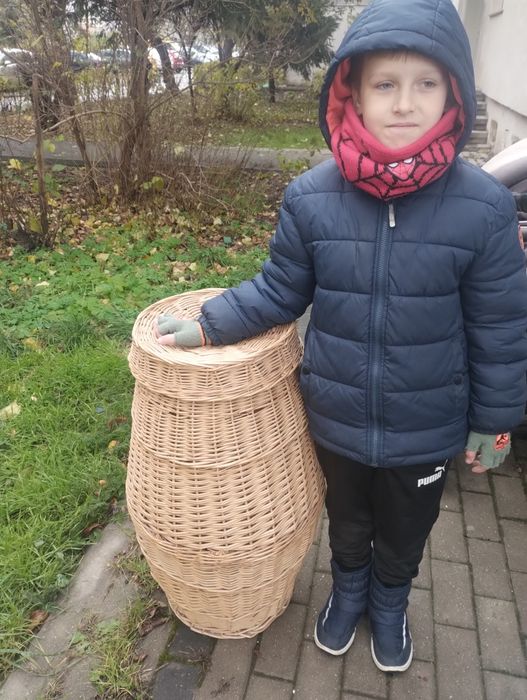 Cos din nuiele împletite mare cu capac