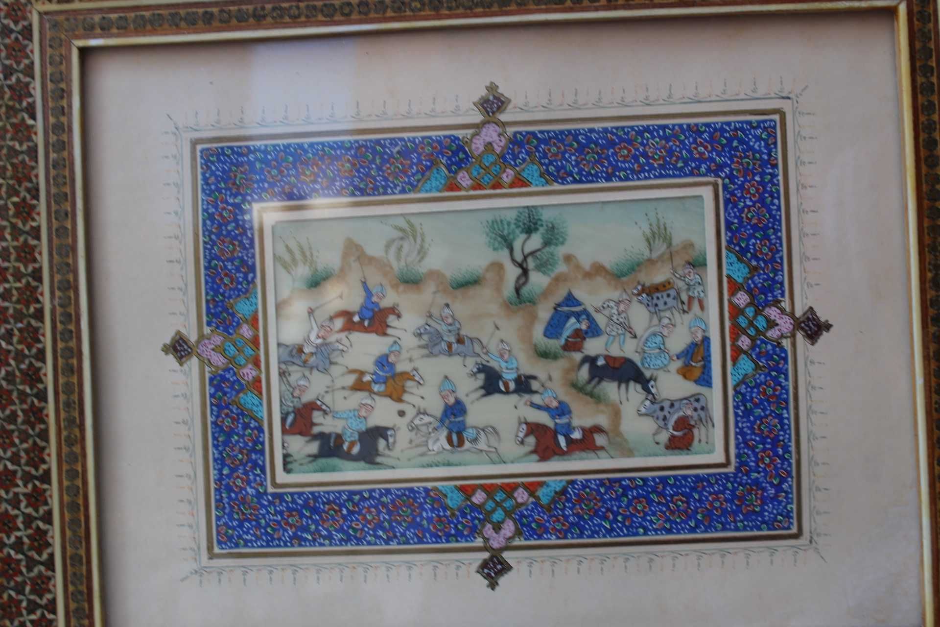 Piesa de colectie PERSIA prima parte secol 20, Vanatoare pe cai