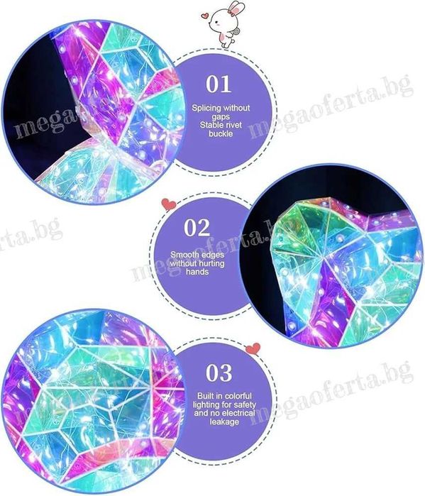 Светещо 3D Led Мече със Сърце в Луксозна Кутия с Панделка