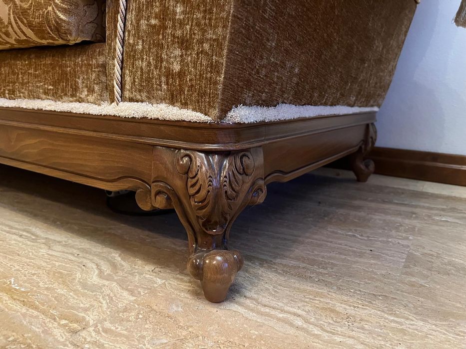 Canapea extensibilă + fotoliu stil baroc (Chippendale) lemn masiv,noi