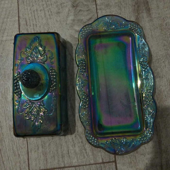 Винтажная масленка из Карнавального стекла от Indiana Glass