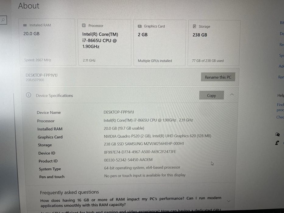 Lenovo Thinkpad P43S i7