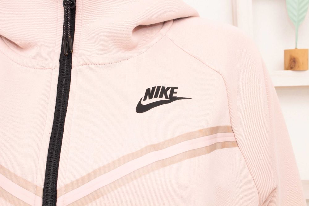 Nike Tech Fleece оригинален суичър розов худи горница с качулка S