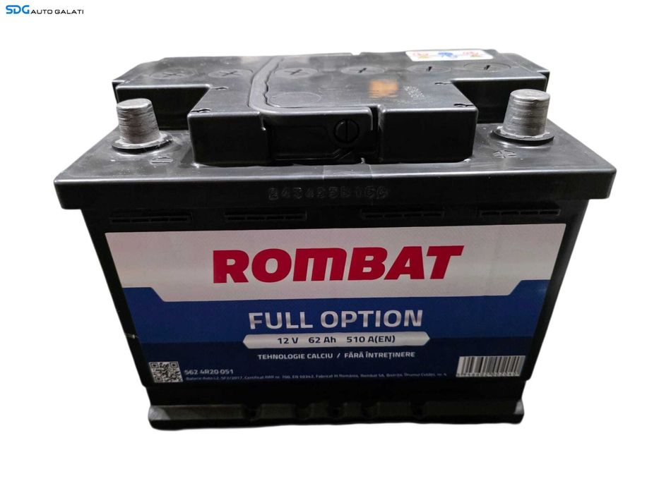 Baterie Acumulator Auto 62Ah 510A 5624R20051 ROMBAT Volkswagen Audi Seat Skoda Ford Opel Toyota BMW Mercedes Renault Peugeot Dacia 1999 - 2020 [D0548]