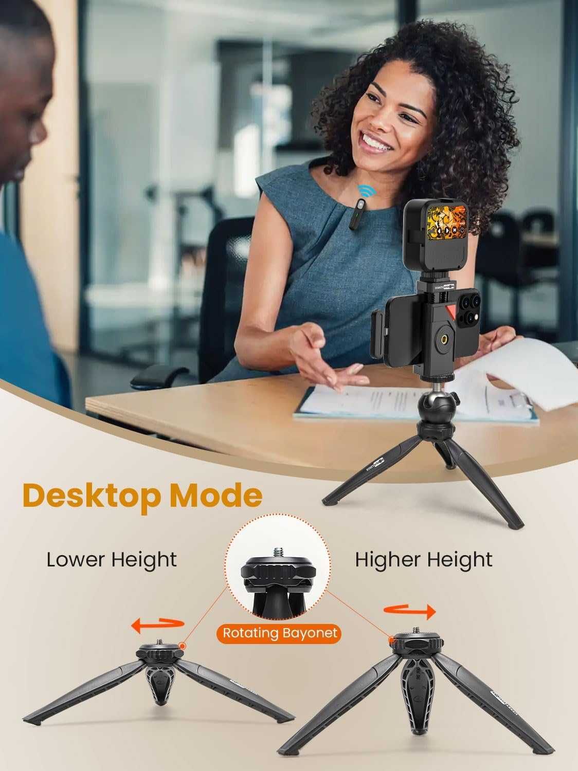 USKEYVISION комплект за Vlogging, безжичен петличен микрофон, 150 см