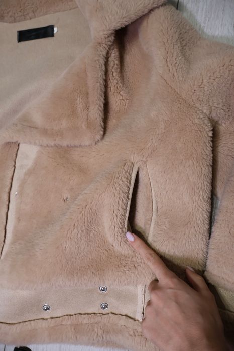 плюшено палто от овча кожа