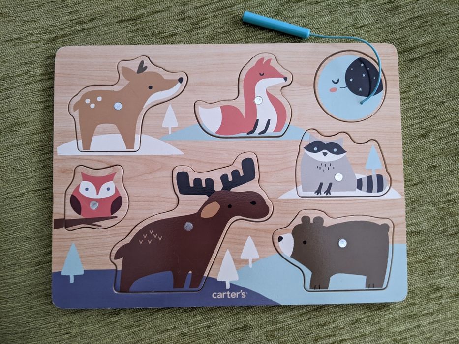 Дървен пъзел с магнитна въдичка, 12-24 м, САЩ