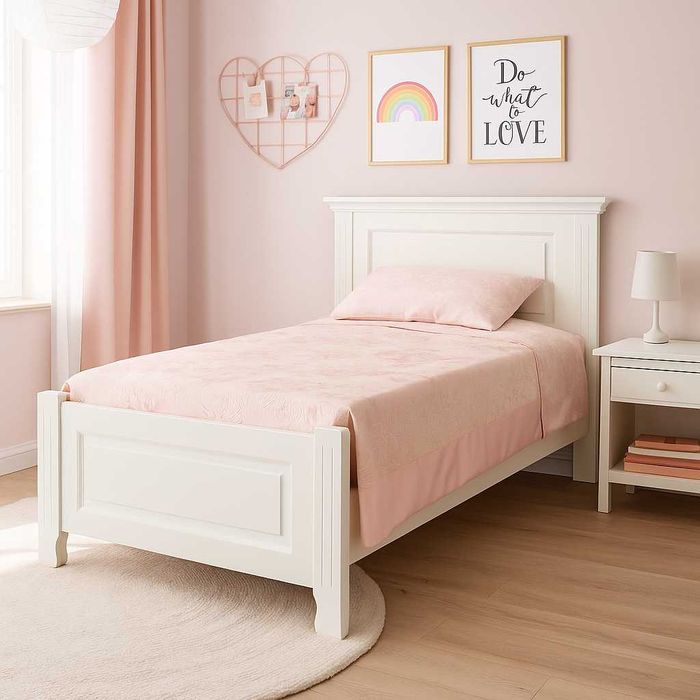 Pat din lemn masiv Constanta, alb, 90x200 cm