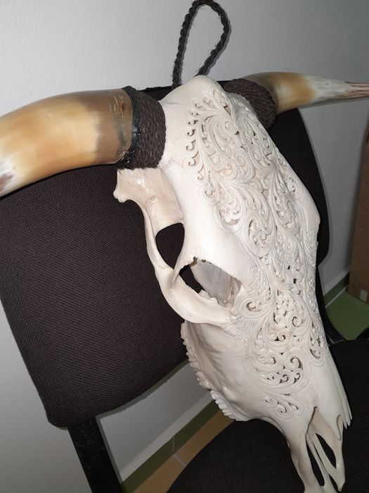 Decorațiune cap de taur sculptat
