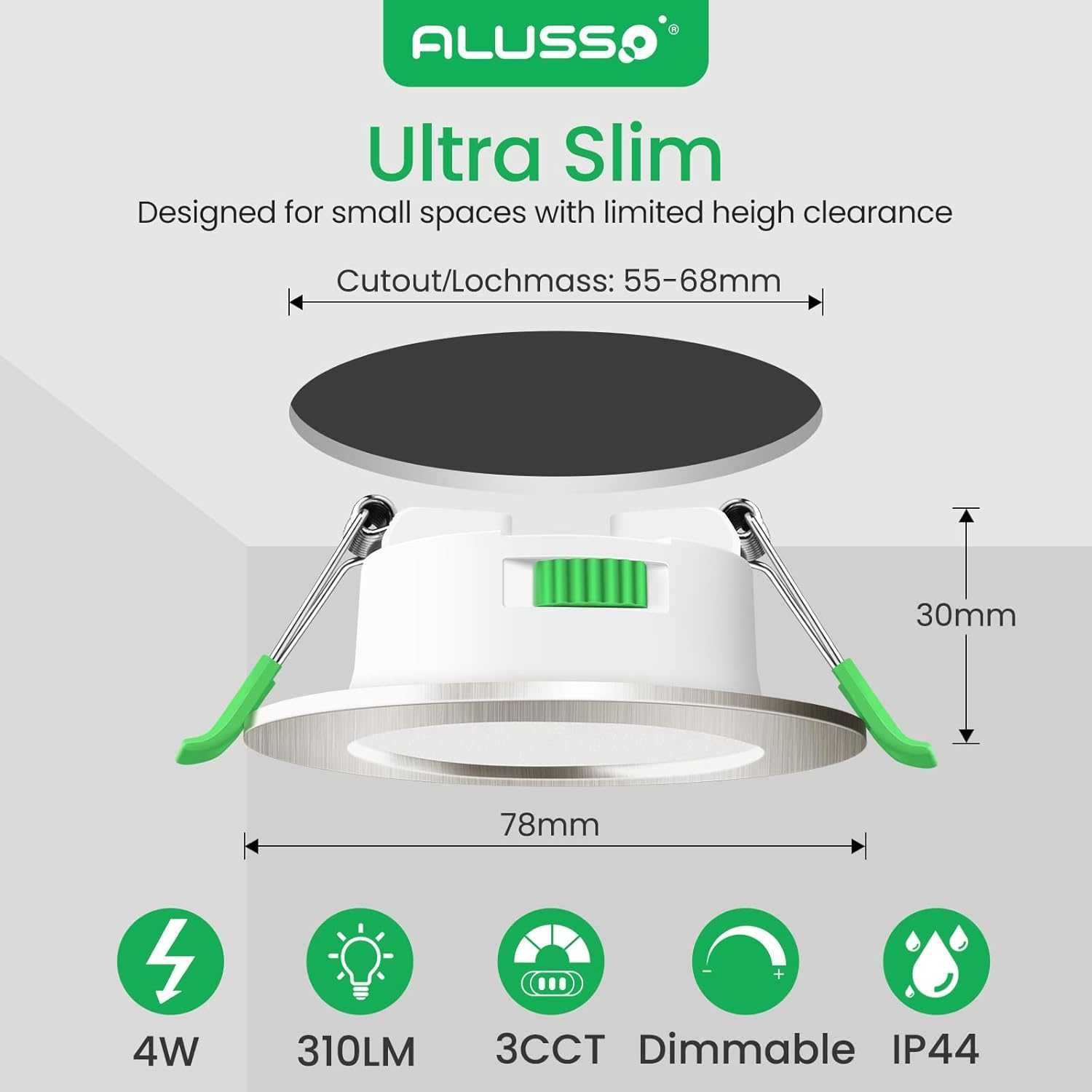 НОВО! LED лунички 4W, димируеми, регулируема светлина, 12 бр/к-кт