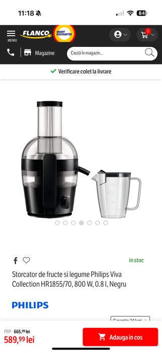 Storcator de fructe si legume Philips Viva