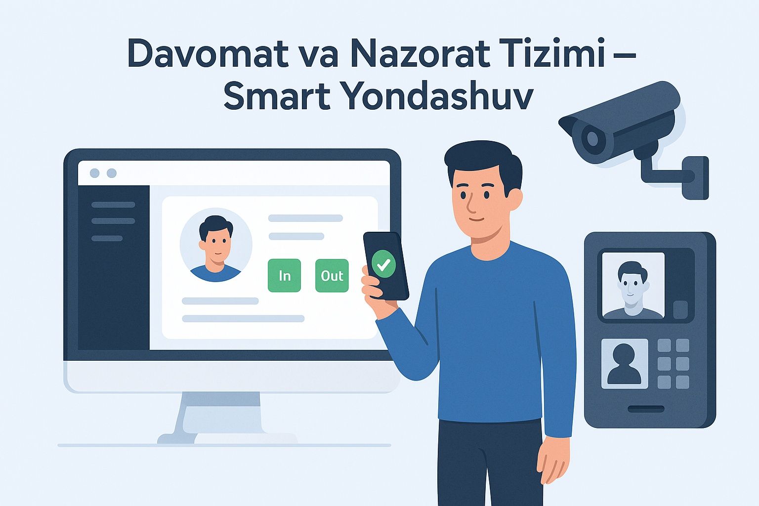Smart Davomat va Nazorat: Kamera, Terminal web va mobil boshqaruv
