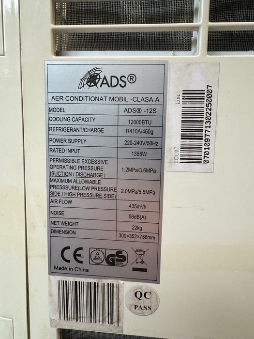 Aer conditionat portabil 12.000BTU