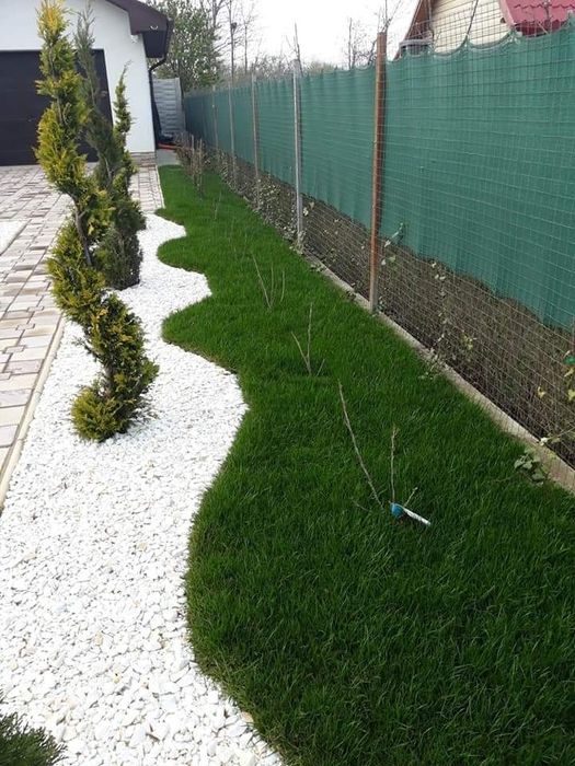 Gazon rulou sport/ tuia smaragd/ piatra alba decorativa