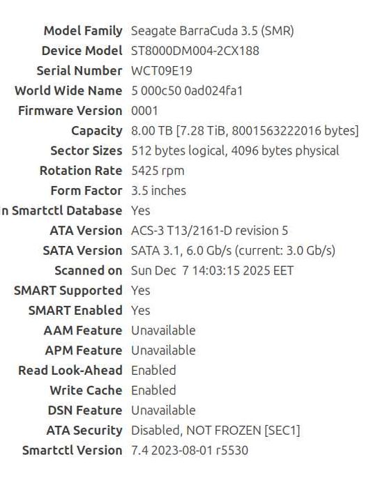4xHDD Seagate Baracuda Compute 8TB