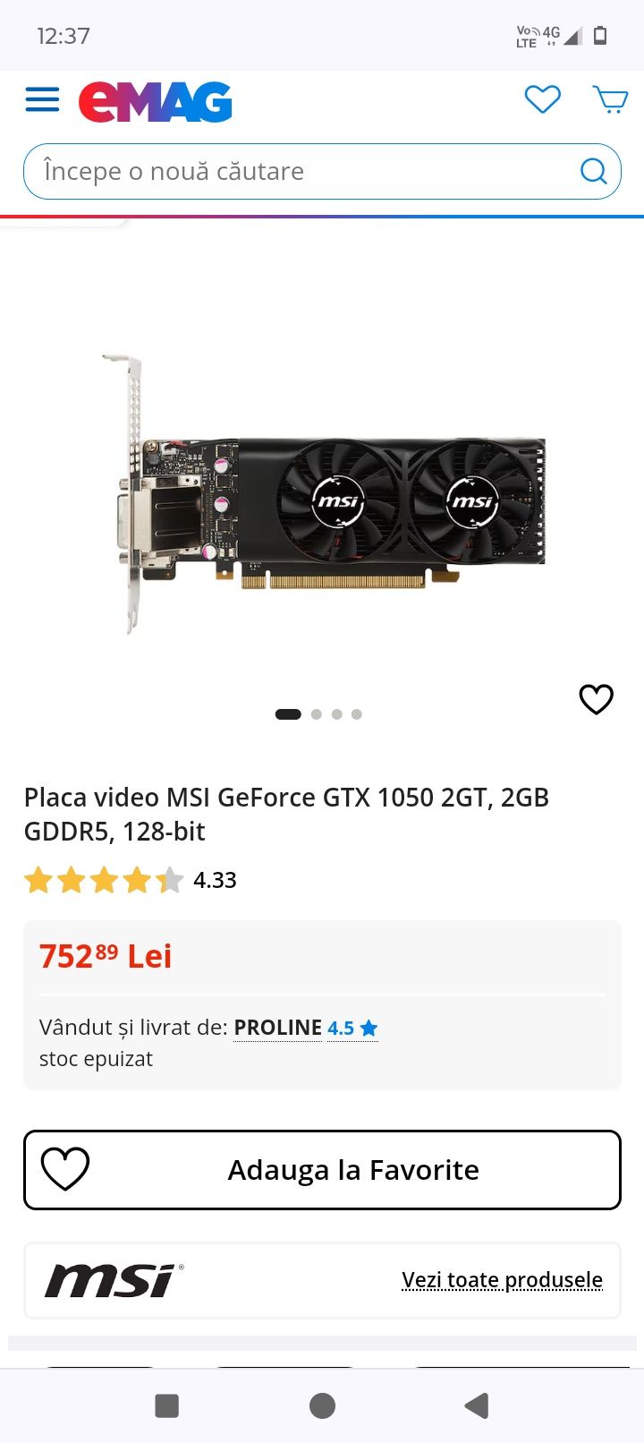 Placa video GeForce  gtx 1050 2 gt