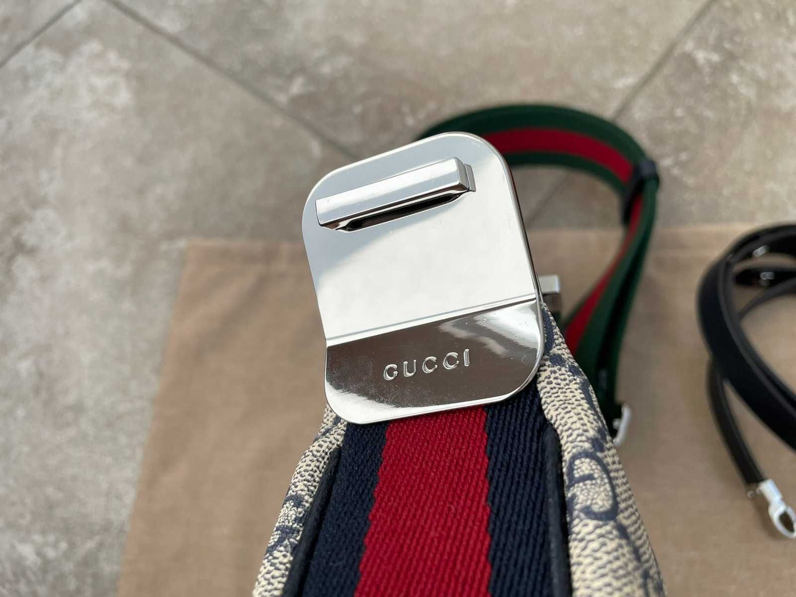 Geantă de umăr originală Gucci G-Closure Gucci Canvas Attache