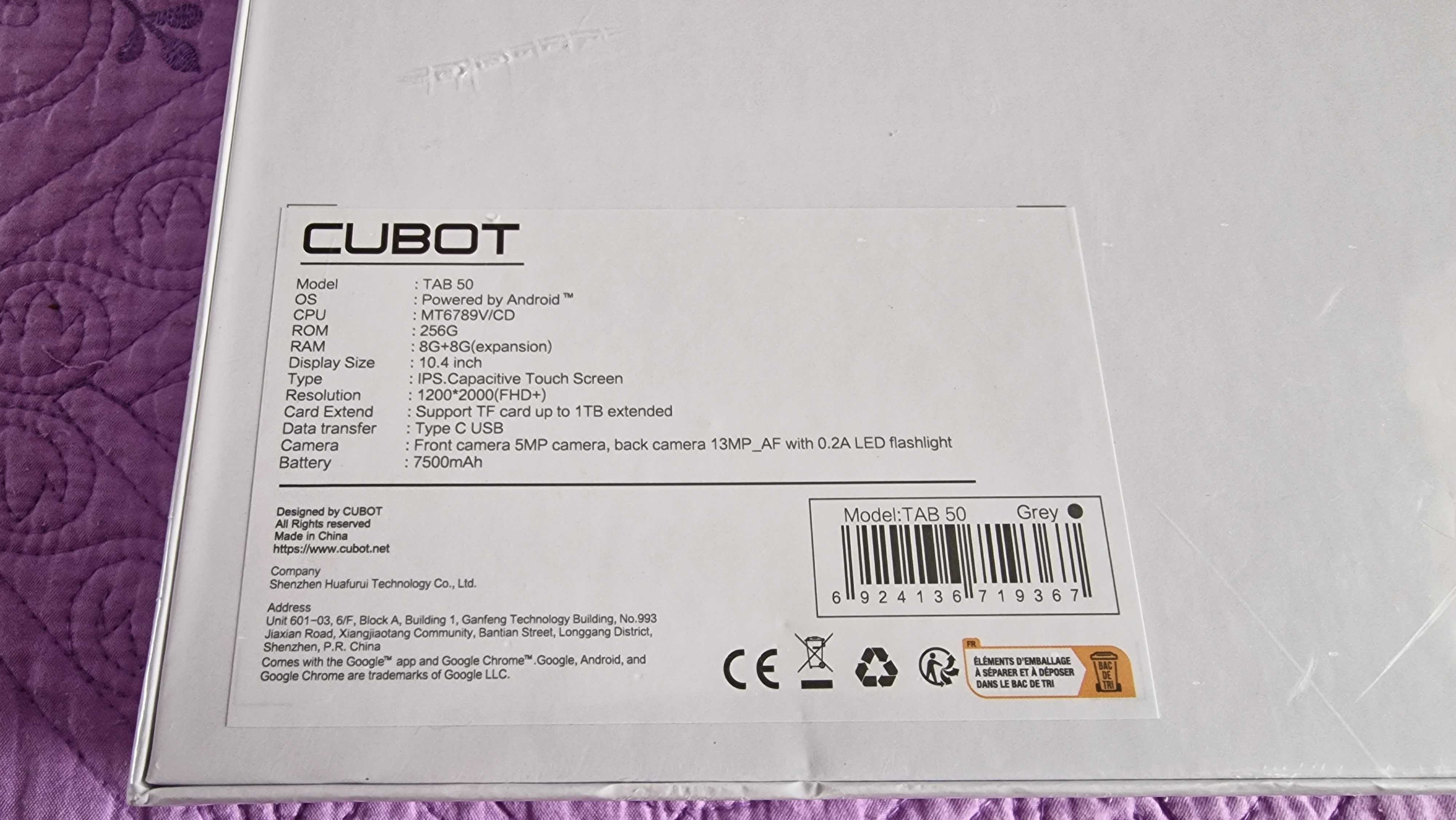 Tabletă CUBOT Tab 50 - 10,4" 2K FHD+, 16GB+256GB, Dual sim, SIGILATA