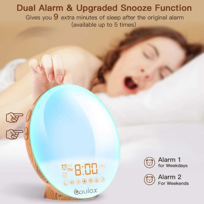 Часовник- лампа с бели звуци, изгрев/ залез и радио COULAX