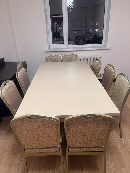 Большой стол на 10-12 персон со стульями