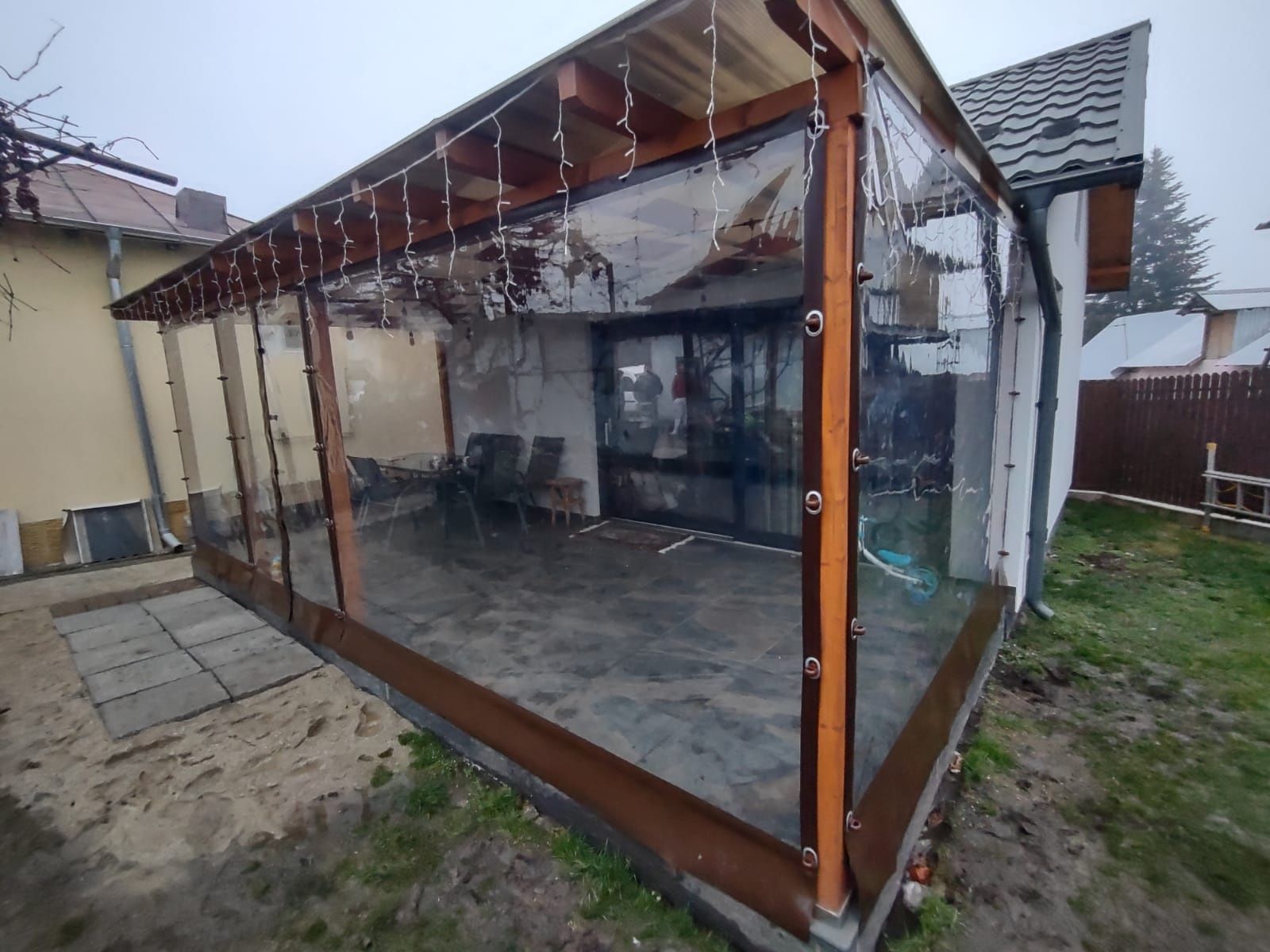 Folie terasa transparenta PVC, tip Cristal, închidere terase