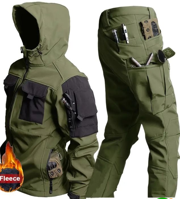 Costum fleece verde militar - ideal pentru ATV