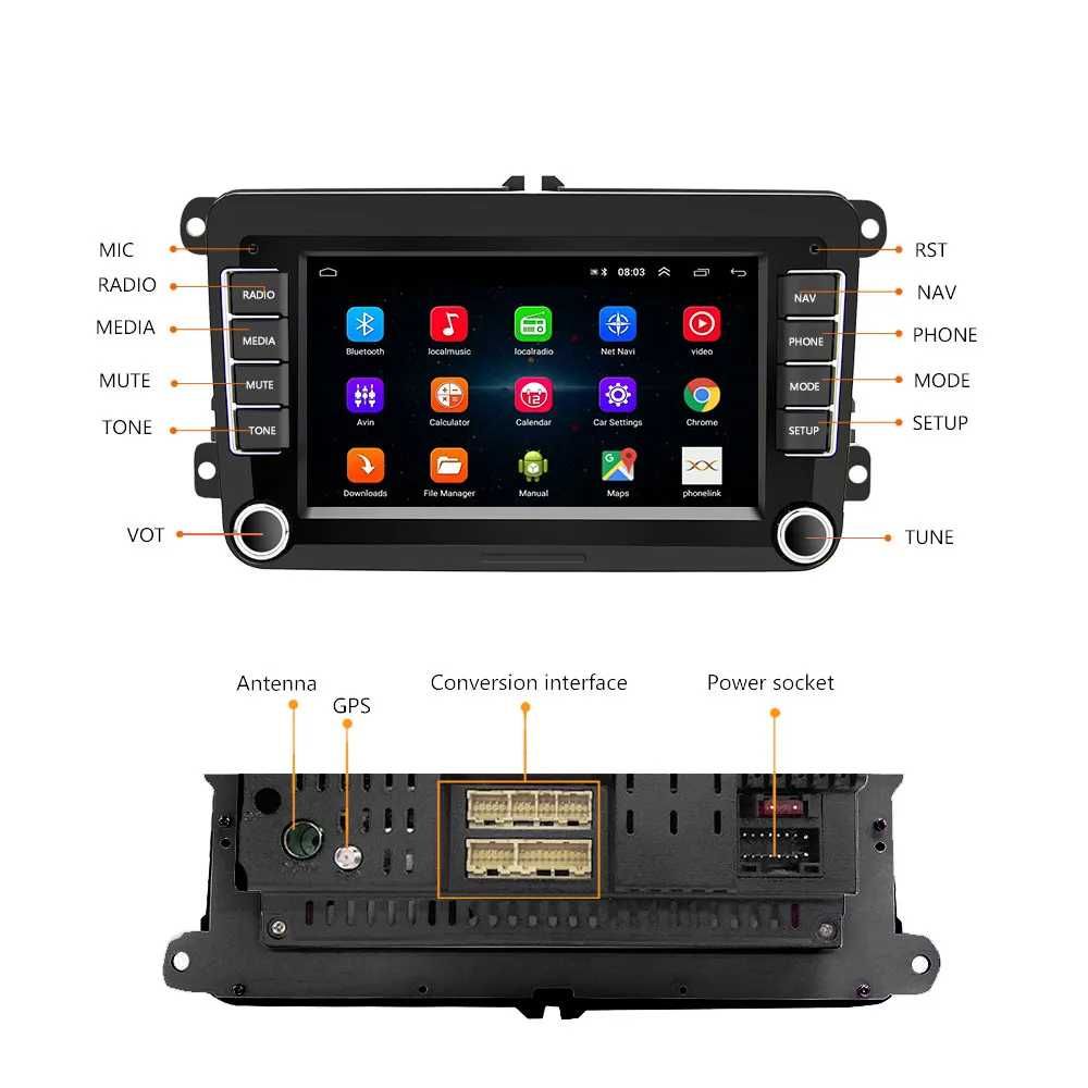 7” Android Autoradio 2 Din Car Radio Auto GPS WIFI /wv/scoda/navgatie