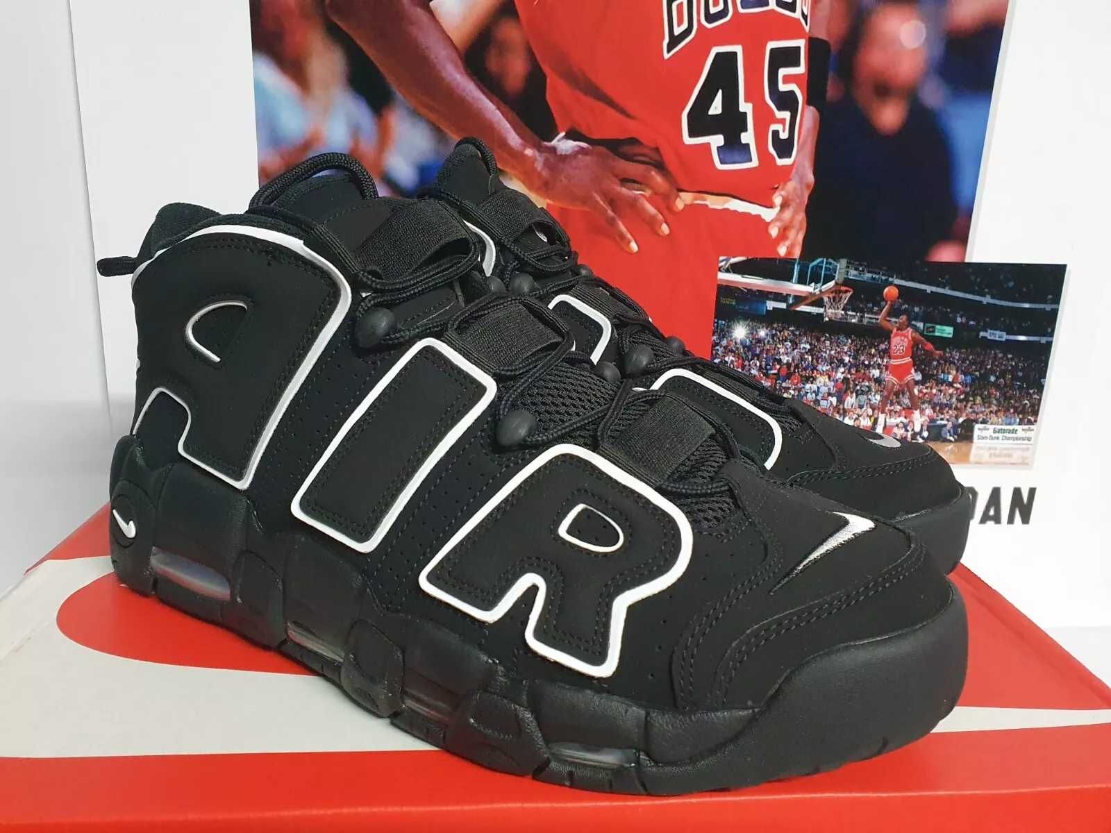Nike AIR MORE UPTEMPO Black White Adidasi