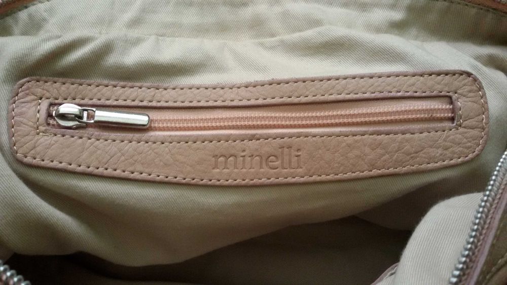Маркова чанта от кожа Minelli с подарък втора чанта на ТОП цена