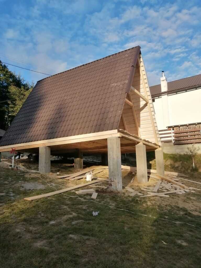 Cabana stil A Frame din structura de lemn si case din lemn de vanzare