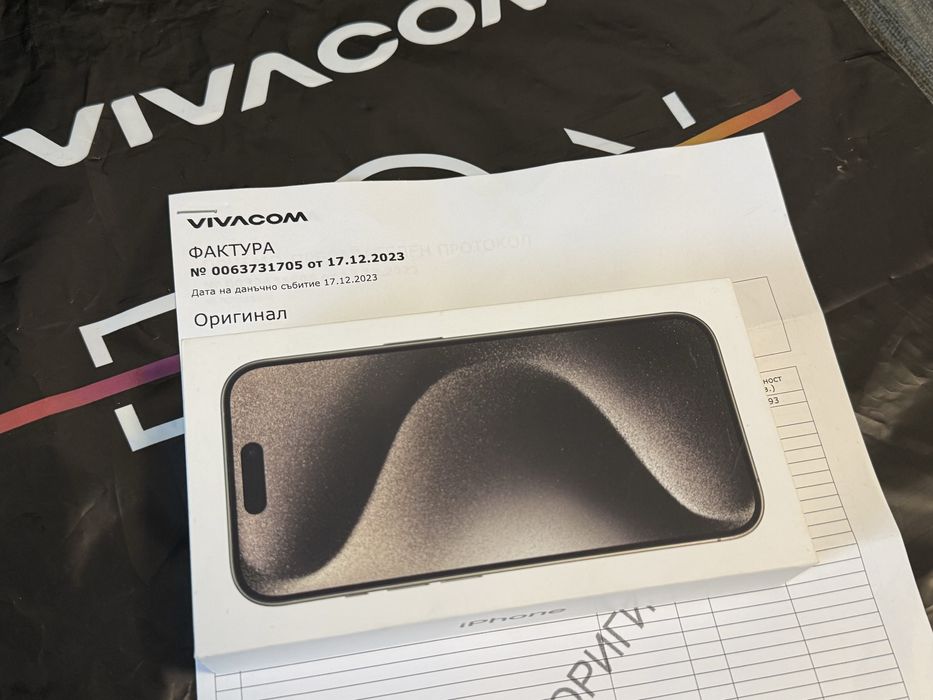 КАТО НОВ 256GB iPhone 15 Pro Vivacom Гаранция 2025г. Natural