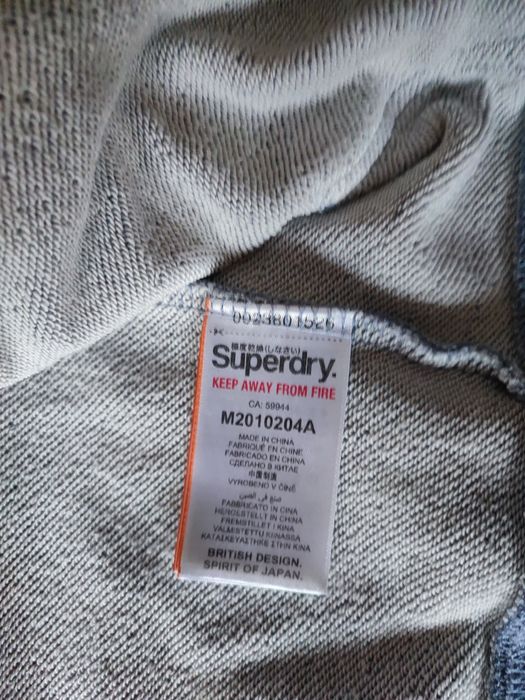 Оригиналени суитчъри якта худи Супердрай Superdry качулка цип Хл/Л