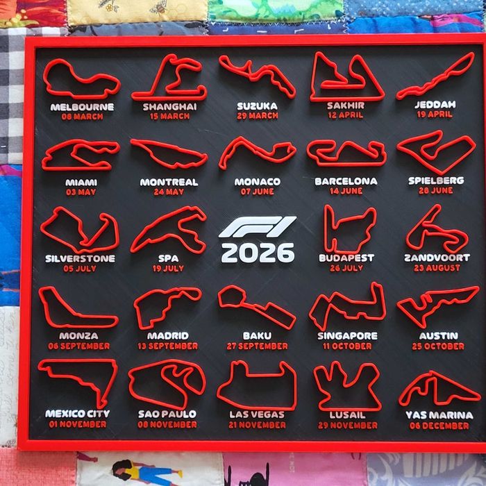 Tablou decorativ F1 2026 – Circuit Maps 3D, ediție premium