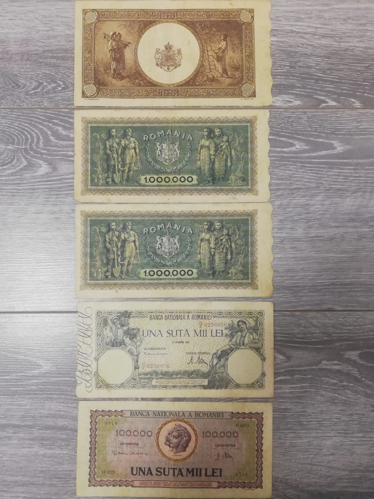 Bancnote rare din perioada inflației de după război