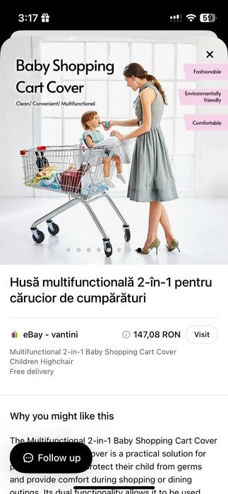 Marsupiu Isara Organic + Husa multifunctionala pt carucior cumparaturi