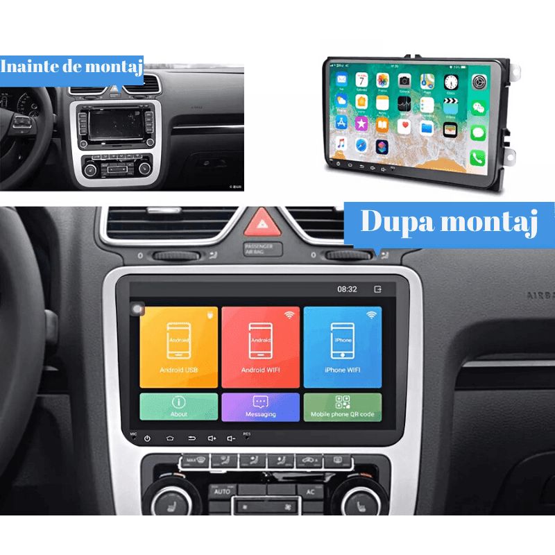 Navigatie auto Android 8.1 9 inch 2gb ram VW Passat Golf Touran Tiguan