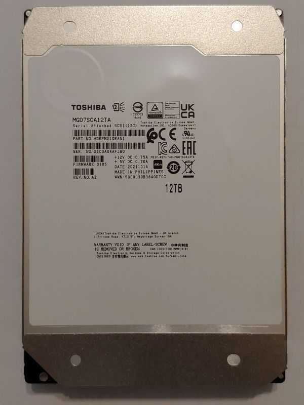 Продам жёсткие диски Toshiba 12TB SAS 3.5 7.2K 4Kn, MG07SCA12TA, новые