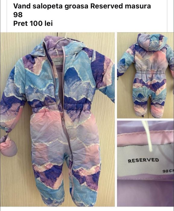 2 Salopeta/ combinezone/ Overall Reserved+ caciula
