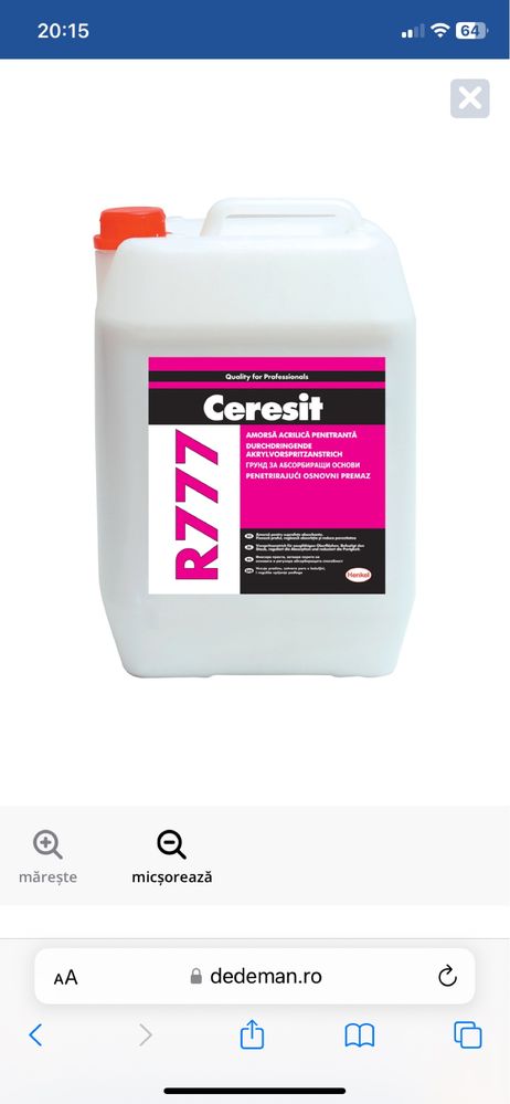 Amorsa pentru sape, Ceresit R777, interior, 10 kg