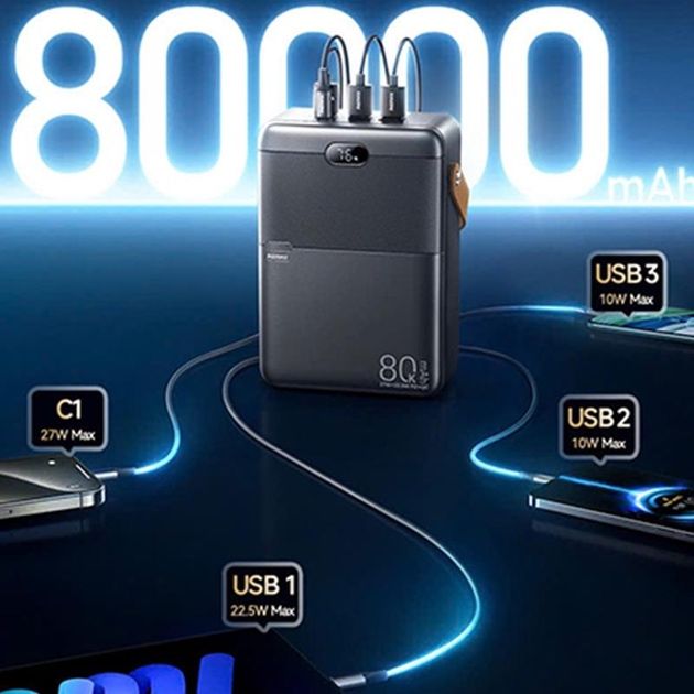 БЕПУЛ Доставка, Янги PowerBank Remax 80.000mAh 27W Сифатли Аккумулятор