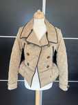 Geaca Burberry Brit Tan Khaki leather trim qualited puffer